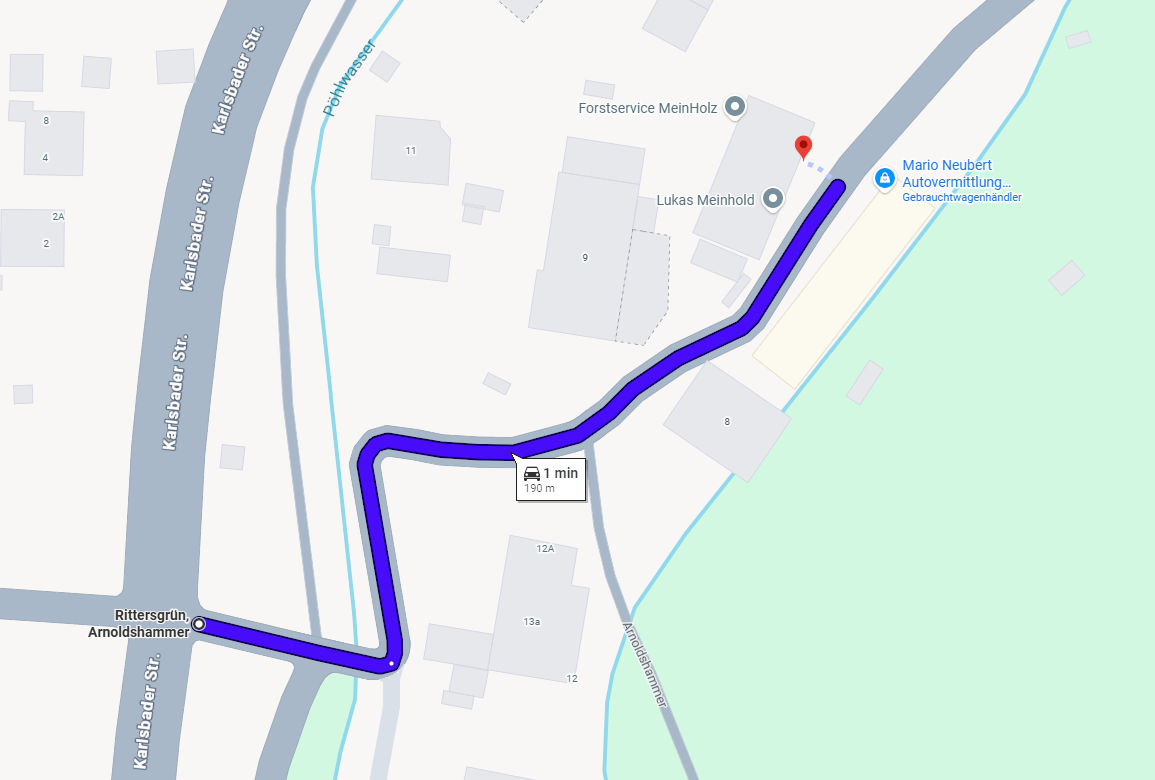 Anfahrtskarte zum Treffpunkt der FCG Rittersgrün, Arnoldshammer 7 in Breitenbrunn OT Rittersgrün